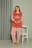 Moda Çizgi Welsoft Polar Kadın Büyük Beden Pudra Pijama Takımı 808040 - 1