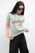 Moda Çizgi Shine Baskılı Tshirt Mint - 2