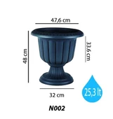 Omnipazar SO-N002 Nergiz Dekoratif Dış Mekan Saksı 25,3 lt Antrasit 3 Adet thumbnail 2