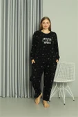 Moda Çizgi Welsoft Polar Kadın Büyük Beden Pijama Takımı 808043 - 2