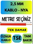 Öznur 2,5 MM NYA Kablo Metre Seçenekli (Kırmızı) - 1