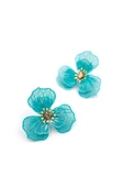 Metal Çiçek Küpe - Turkuaz thumbnail 1