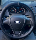 DİKİŞLİ DİREKSİYON KILIFI SİYAH DERİ NOKTALI DERİ GRİ YÜZÜK / DİKİŞ F.OR.D CURRİER İÇİN thumbnail 1