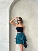 Valonlu fırfırlı etek yeşil s24681 thumbnail 5