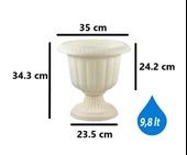 Omnipazar SO-N001 Nergiz Dekoratif Saksı 9,8 lt Kirli Beyaz 3 Adet thumbnail 2