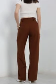 Tek Düğme Palazzo Pantolon Kahve thumbnail 6
