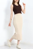 Kaşkorse Yırtmaçlı Etek Bej thumbnail 4