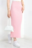 Kaşkorse Yırtmaçlı Etek Pembe thumbnail 3