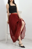 Etek Ucu Misinalı Şifon Etek Bordo thumbnail 5