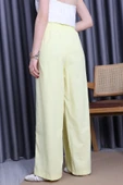 Kapaklı Flam Keten Pantolon Sarı thumbnail 6