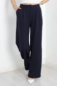 Pileli Palazzo Pantolon Lacivert thumbnail 1