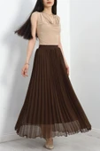 Etek Ucu Misinalı Şifon Etek Kahve thumbnail 1