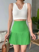 Altı pliseli mini etek yeşil s24705 thumbnail 1