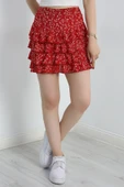 Desenli Kat Kat Mini Etek Kırmızı thumbnail 1