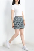 Desenli Kat Kat Mini Etek Turkuaz thumbnail 2