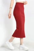 Kaşkorse Yırtmaçlı Etek Bordo thumbnail 3