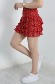 Desenli Kat Kat Mini Etek Kırmızı thumbnail 3