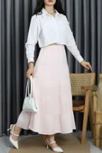 Müslin Kumaş Kat Kat Etek Pembe thumbnail 2