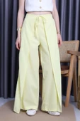 Kapaklı Flam Keten Pantolon Sarı thumbnail 5