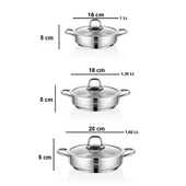 Saphire 6 Parça Paslanmaz Çelik Cam Kapaklı Sahan Seti thumbnail 5