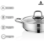 Saphire 6 Parça Paslanmaz Çelik Cam Kapaklı Sahan Seti thumbnail 3