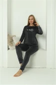 Moda Çizgi Kadın Kadife Füme Pijama Takım 20624 - 4