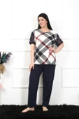 Moda Çizgi Kadın 5XL-6XL-7XL-8XL Büyük Beden Kısa Kol Pijama Takım 75003 - 3