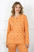 Moda Çizgi Kadın 4XL-5XL-6XL-7XL-8XL Büyük Beden Uzun Kol Pijama Takım 75014 - 3