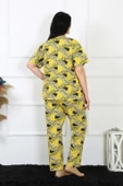 Moda Çizgi Kadın 5XL-6XL-7XL-8XL Büyük Beden Kısa Kol Pijama Takım 75007 - 5