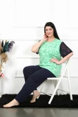 Moda Çizgi Kadın 5XL-6XL-7XL-8XL Büyük Beden Kısa Kol Pijama Takım 75004 thumbnail 2