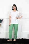 Moda Çizgi Kadın 5XL-6XL-7XL-8XL Büyük Beden Kısa Kol Pijama Takım 75001 - 2