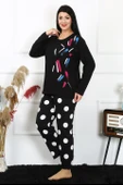 Moda Çizgi Kadın Büyük Beden Penye Uzun Kol Pijama Takım 202215 - 4
