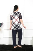Moda Çizgi Kadın 5XL-6XL-7XL-8XL Büyük Beden Kısa Kol Pijama Takım 75003 - 4