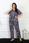 Moda Çizgi Kadın 5XL-6XL-7XL-8XL Büyük Beden Kısa Kol Pijama Takım 75008 thumbnail 2