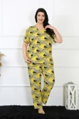 Moda Çizgi Kadın 5XL-6XL-7XL-8XL Büyük Beden Kısa Kol Pijama Takım 75007 - 2