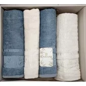 Polo Life 4 Parça Bamboo Hamam Seti (Büyük Boy), Banyo Havlu Takımı-İndigo Krem - 1