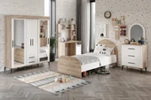 Afilli Ildır Çocuk Odası Takımı 4 Parça Tamamı Mdf Flora Beyaz Aynalı thumbnail 1