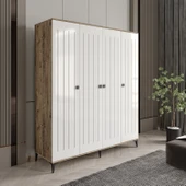 Afilli Arya 4 Kapaklı  Gardrop Tamamı Mdf( Atlas Çam Beyaz ) thumbnail 1