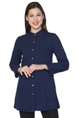 Kadın Şile Bezi Hakim Yaka Yazlık Tunik Lacivert Lcvt 2XL Lacivert thumbnail 1
