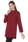 Kadın Şile Bezi Hakim Yaka Yazlık Tunik Bordo Brd L Bordo - 4