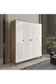 Afilli Arya 4 Kapaklı  Gardrop Tamamı Mdf( Atlas Çam Beyaz ) - 2