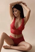 Kırmızı Bralet Dantelli Sütyen Takım 2' Li - 6255 - 2