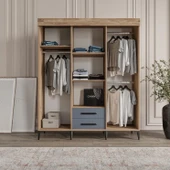 Afilli Izmir Sürgülü Aynalı Ve Kapaklı Gardrop Dolap Flora Antrasit - 6