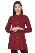 Kadın Şile Bezi Hakim Yaka Yazlık Tunik Bordo Brd L Bordo - 6