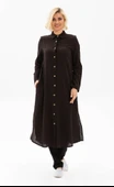 Uzun Kol Yakalı Gofre Mevsimlik ve Yazlık Tunik Siyah Syh S Siyah thumbnail 1