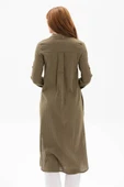 Uzun Kol Yakalı Gofre Mevsimlik ve Yazlık Tunik Haki Hk S Haki thumbnail 2