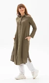 Uzun Kol Yakalı Gofre Mevsimlik ve Yazlık Tunik Haki Hk S Haki thumbnail 4