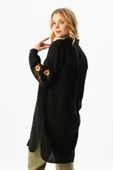 Uzun Kol Deste Gömlek Yaka Yazlık Müslin Tunik Siyah Syh M Siyah - 4