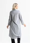 Uzun Kol Yakalı Gofre Mevsimlik ve Yazlık Tunik Gri 9007 S Gri thumbnail 2