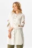 Uzun Kol Deste Gömlek Yaka Yazlık Müslin Tunik Beyaz Byz 2XL Beyaz thumbnail 5